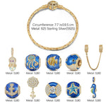 Sterling Silver Island Paradise Charms Bracelet Set With Enamel In 14K Gold Plated (Includes bracelet and all charms shown)