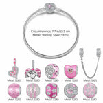 Sterling Silver Barbie Island Charms Bracelet Set With Enamel In White Gold Plated (Includes bracelet and all charms shown)