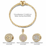 Sterling Silver Tango Charms Bracelet Set In 14K Gold Plated (Includes bracelet and all charms shown)