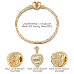 Sterling Silver All Year Round Charms Bracelet Set In 14K Gold Plated (Includes bracelet and all charms shown)