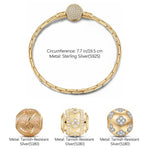Sterling Silver Golden Good Fortune Charms Bracelet Set With Enamel In 14K Gold Plated (Includes bracelet and all charms shown)