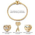 Sterling Silver The Lucky Rose Charms Bracelet Set In 14K Gold Plated (Includes bracelet and all charms shown)