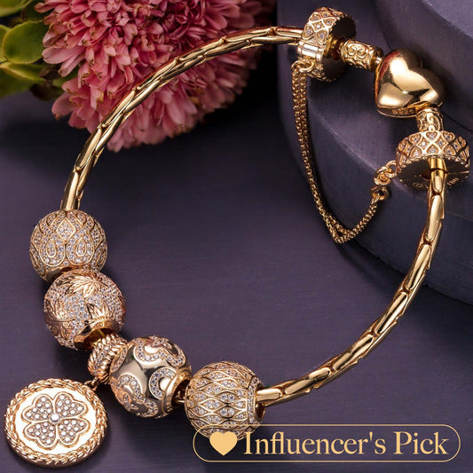 gona- [💥As @svetlana_rusan's Pick] Sterling Silver Autumn Impressions Charms Bracelet Set In 14K Gold Plated (Includes bracelet and all charms shown)