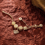 Sterling Silver The Queen's Garden Charms Bracelet Set In 14K Gold Plated (Includes bracelet and all charms shown)