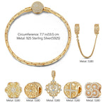 Sterling Silver The Queen's Garden Charms Bracelet Set In 14K Gold Plated (Includes bracelet and all charms shown)