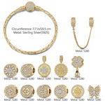 Sterling Silver The Garden Adventure Charms Bracelet Set With Enamel In 14K Gold Plated (Includes bracelet and all charms shown)