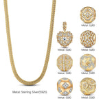 Sterling Silver Autumn Garden Necklace Set With Enamel In 14K Gold Plated