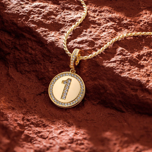 gona- Sterling Silver Lucky Number Necklace Set In 14K Gold Plated