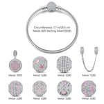 Sterling Silver Lucky Day Charms Bracelet Set In White Gold Plated (Includes bracelet and all charms shown)