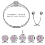 Sterling Silver Lucky Clover Charms Bracelet Set In White Gold Plated (Includes bracelet and all charms shown)