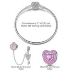 Sterling Silver Romantic Love Charms Bracelet Set With Enamel In White Gold Plated (Includes bracelet and all charms shown)