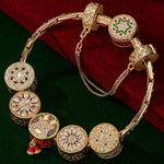 Sterling Silver Snowflake Wonderland Charms Bracelet Set In 14K Gold Plated (Includes bracelet and all charms shown)