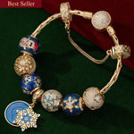 Sterling Silver Snowflake Dreams Charms Bracelet Set With Enamel In 14K Gold Plated (Includes bracelet and all charms shown)