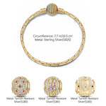 Sterling Silver Lucky Aura Charms Bracelet Set In 14K Gold Plated (Includes bracelet and all charms shown)