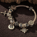 Sterling Silve the Supreme Being XL Size Charms Bracelet Set With Enamel In 14K Gold Plated For Men (Includes bracelet and all charms shown)