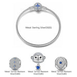 Sterling Silver Delightful Baby Monkey Animals Charms Bracelet Set In White Gold Plated - Heartful Hugs Collection (Includes bracelet and all charms shown)