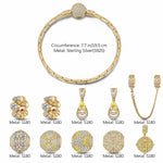 Sterling Silver Artistic Horizon Charms Bracelet Set In 14K Gold Plated (Includes bracelet and all charms shown)