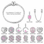 Sterling Silver Riverside Romance Charms Bracelet Set With Enamel In White Gold Plated (Includes bracelet and all charms shown)