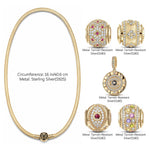 Sterling Silver Luck and Protection Charms Necklace Set In 14K Gold Plated