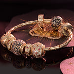 Sterling Silver Starry Blossoms Charms Bracelet Set With Enamel In 14K Gold Plated (Includes bracelet and all charms shown)