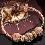 Sterling Silver Starry Blossoms Charms Bracelet Set With Enamel In 14K Gold Plated (Includes bracelet and all charms shown)