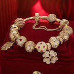 Sterling Silver Heart's Desire Charms Bracelet Set In 14K Gold Plated (Includes bracelet and all charms shown)