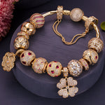 Sterling Silver Heart's Desire Charms Bracelet Set In 14K Gold Plated (Includes bracelet and all charms shown)