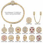 Sterling Silver Heart's Desire Charms Bracelet Set In 14K Gold Plated (Includes bracelet and all charms shown)