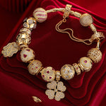 Sterling Silver Heart's Desire Charms Bracelet Set In 14K Gold Plated (Includes bracelet and all charms shown)