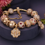 Sterling Silver Heart's Desire Charms Bracelet Set In 14K Gold Plated (Includes bracelet and all charms shown)