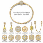 Sterling Silver Clover's Golden Glow Charms Bracelet Set In 14K Gold Plated (Includes bracelet and all charms shown)