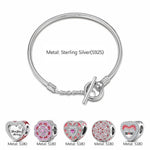 Sterling Silver Love Like Brilliant Blossoming Charms Bracelet Set With Enamel In White Gold Plated (Includes bracelet and all charms shown)