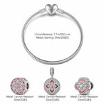 Sterling Silver Bright Blessings Charms Bracelet Set With Enamel In White Gold Plated (Includes bracelet and all charms shown)