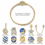 Sterling Silver Return to Nature's Bounty Charms Bracelet Set With Enamel In 14K Gold Plated (Includes bracelet and all charms shown)