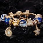 Sterling Silver Return to Nature's Bounty Charms Bracelet Set With Enamel In 14K Gold Plated (Includes bracelet and all charms shown)