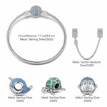 Sterling Silver Ocean Playmates Charms Bracelet Set With Enamel In White Gold Plated (Includes bracelet and all charms shown)