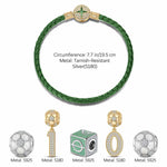 Sterling Silver Soccer King Charms Bracelet Set With Enamel, Featuring Dual Plating in 14K Gold and White Gold (Includes bracelet and all charms shown)