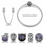 Sterling Silver Spooky Fun Charms Bracelet Set With Enamel In Two-Tone Plating (Includes bracelet and all charms shown)