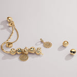 Sterling Silver Joyful Beaming Charms Bracelet Set With Enamel In 14K Gold Plated (Includes bracelet and all charms shown)