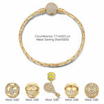 Sterling Silver Immerse in Tennis Fun Charms Bracelet Set With Enamel In 14K Gold Plated (Includes bracelet and all charms shown)