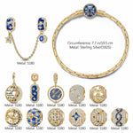 Sterling Silver Starlight Wishes Charms Bracelet Set With Enamel In 14K Gold Plated (Includes bracelet and all charms shown)