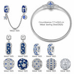 Sterling Silver Dazzling Stardust Charms Bracelet Set With Enamel In White Gold Plated (Includes bracelet and all charms shown)