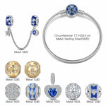 Sterling Silver Starlit Love Charms Bracelet Set With Enamel, Featuring Dual Plating in 14K Gold and White Gold (Includes bracelet and all charms shown)