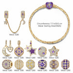 Sterling Silver Astral Visions Charms Bracelet Set With Enamel In 14K Gold Plated (Includes bracelet and all charms shown)