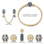 Sterling Silver Starlight Blessings Charms Bracelet Set With Enamel In 14K Gold Plated (Includes bracelet and all charms shown)