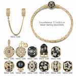 Sterling Silver Universe Dreams Charms Bracelet Set With Enamel In 14K Gold Plated (Includes bracelet and all charms shown)