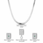 Sterling Silver Astral Echo Rectangular Charms Necklace Set In White Gold Plated