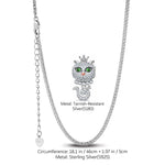 Sterling Silver Regal Purr Charms Necklace Set In White Gold Plated