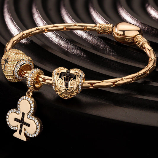 gona- Sterling Silver Boundless Love Charms Bracelet Set With Enamel In 14K Gold Plated (Includes bracelet and all charms shown)