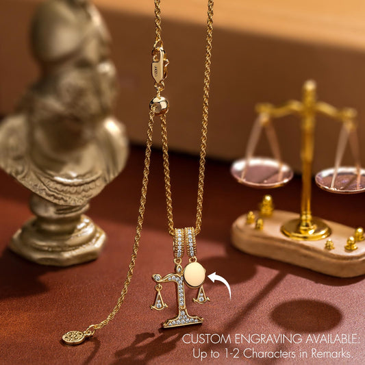 gon- Sterling Silver Ethical Equilibrium Charm Necklace Set In 14K Gold Plated